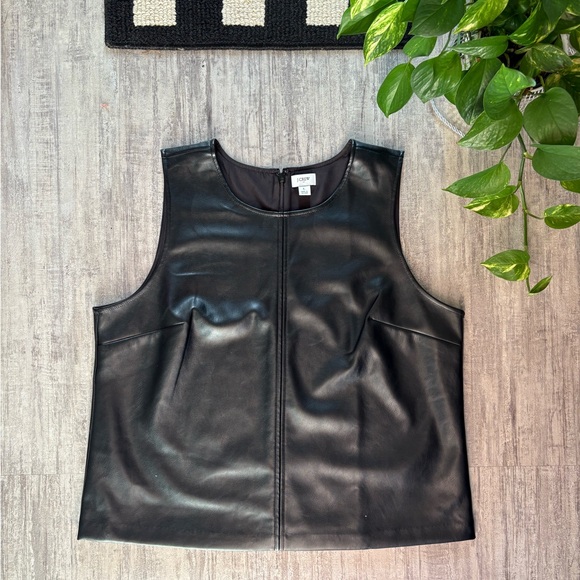 J. Crew Tops - J. Crew Black Faux Leather Top size L